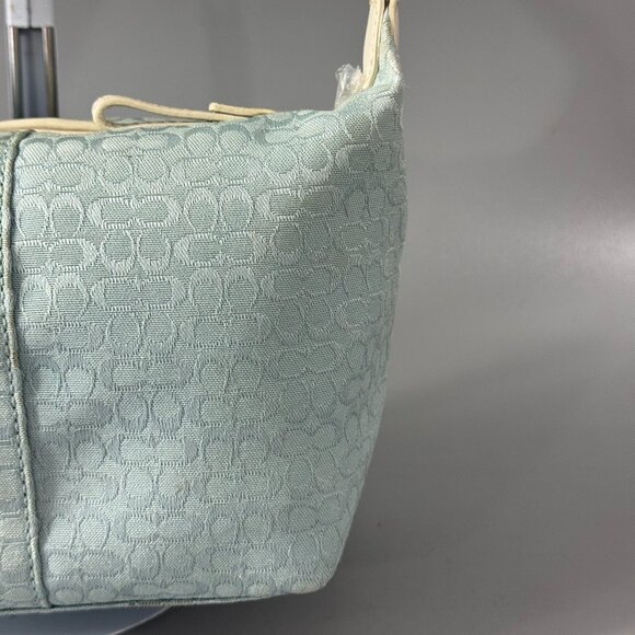 Coach Signature Shoulder Bag Canvas Light Blue - Picture 9 of 14